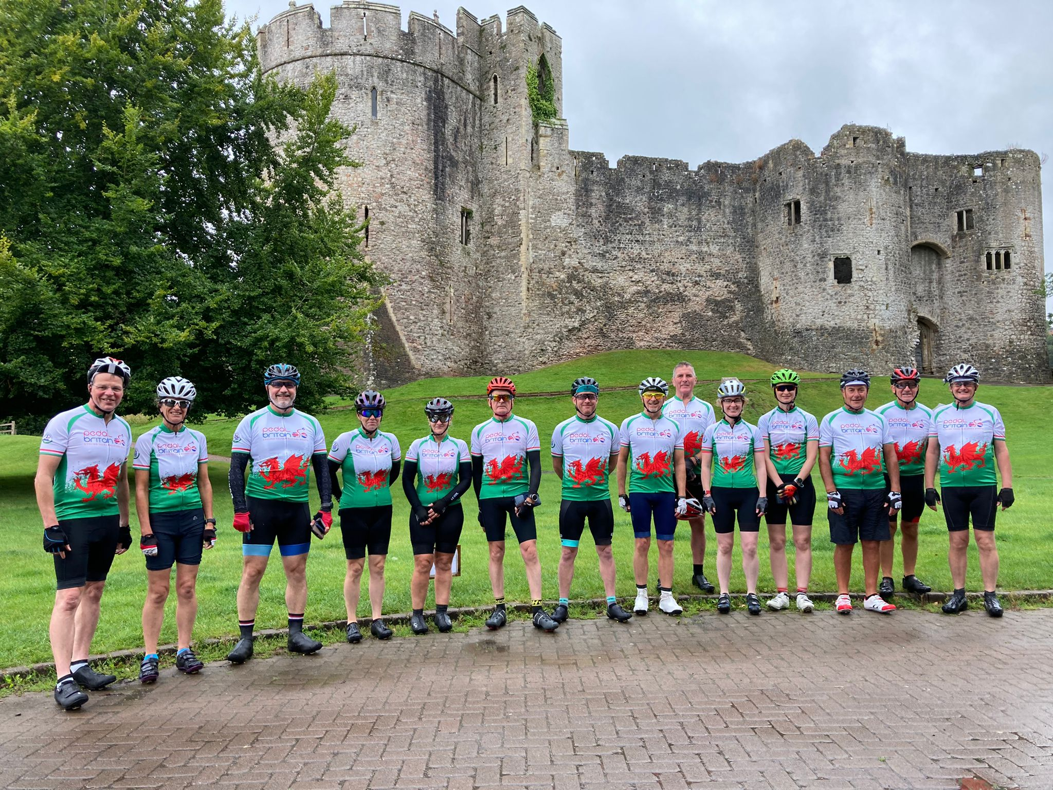 Cyclists Outside Chepstow Castle